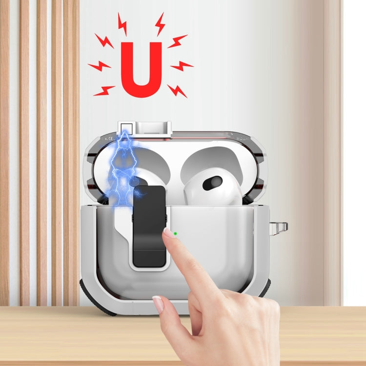 For AirPods 4 Thunder Clear Wireless Earphones Protective Case with Magnetic Switch