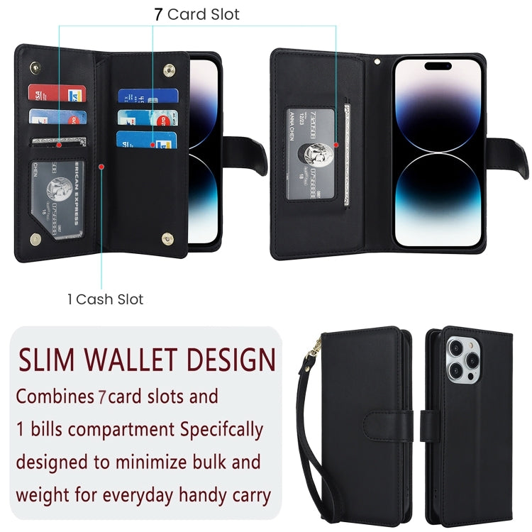For iPhone 16 Pro Max Multi-Card Wallet RFID Leather Phone Case