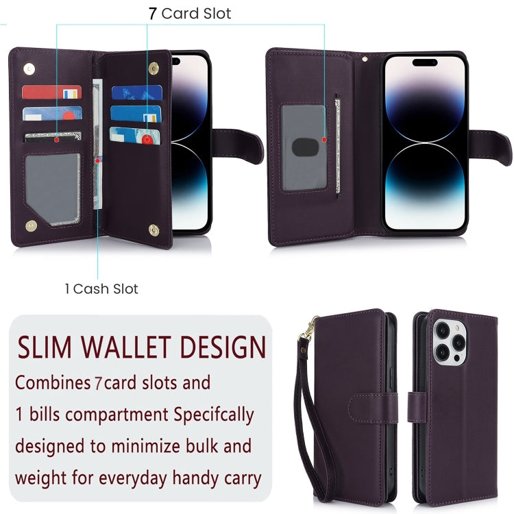 For iPhone 16 Pro Max Multi-Card Wallet RFID Leather Phone Case