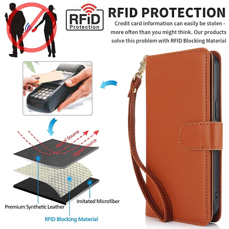 For iPhone 16 Pro Max Multi-Card Wallet RFID Leather Phone Case