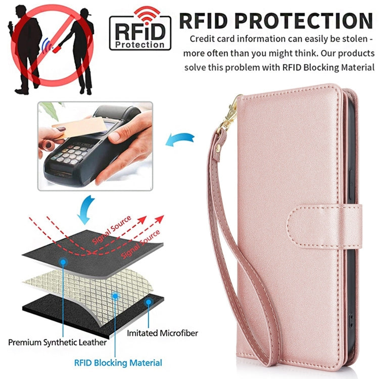For iPhone 16 Multi-Card Wallet RFID Leather Phone Case