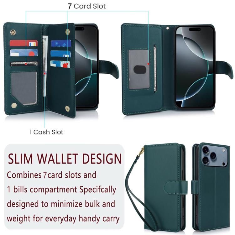 For iPhone 17 Pro Max Multi-Card Wallet RFID Leather Phone Case
