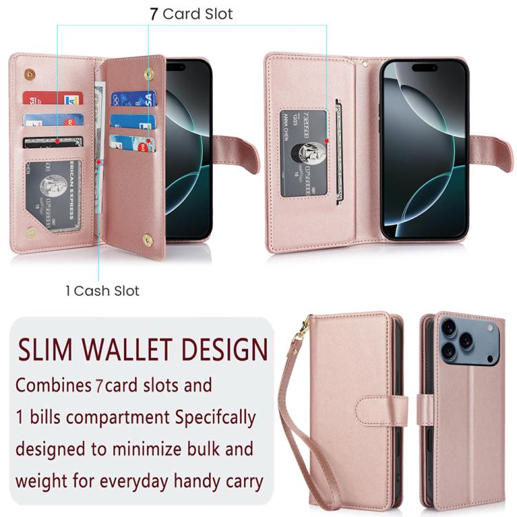 For iPhone 17 Pro Max Multi-Card Wallet RFID Leather Phone Case