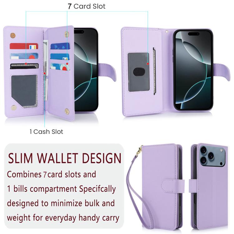 For iPhone 17 Pro Max Multi-Card Wallet RFID Leather Phone Case