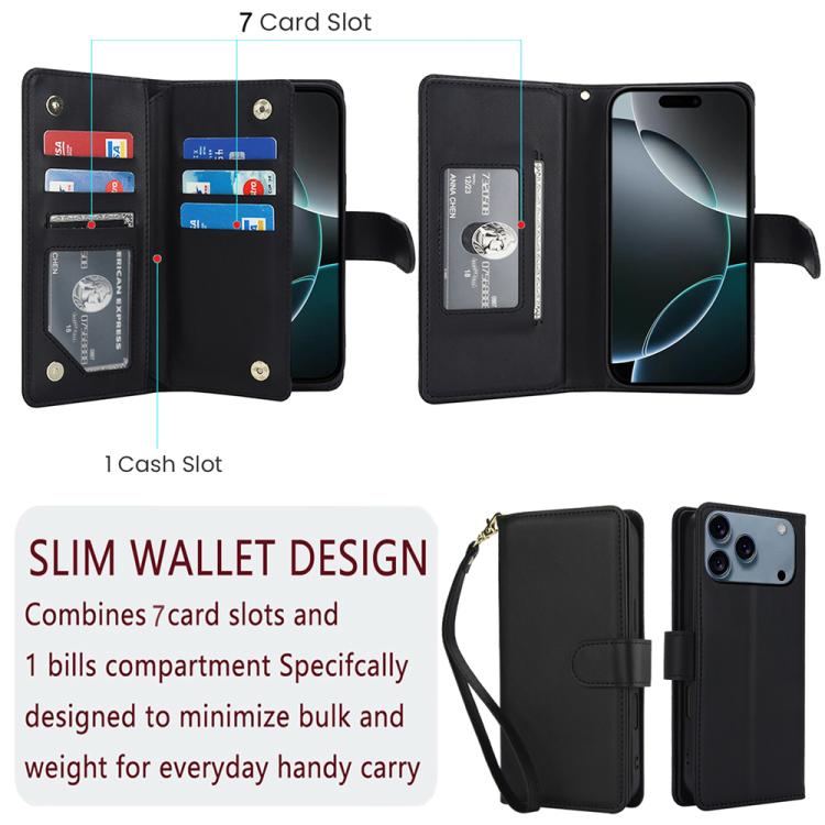 For iPhone 17 Pro Multi-Card Wallet RFID Leather Phone Case