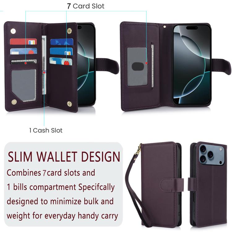 For iPhone 17 Pro Multi-Card Wallet RFID Leather Phone Case