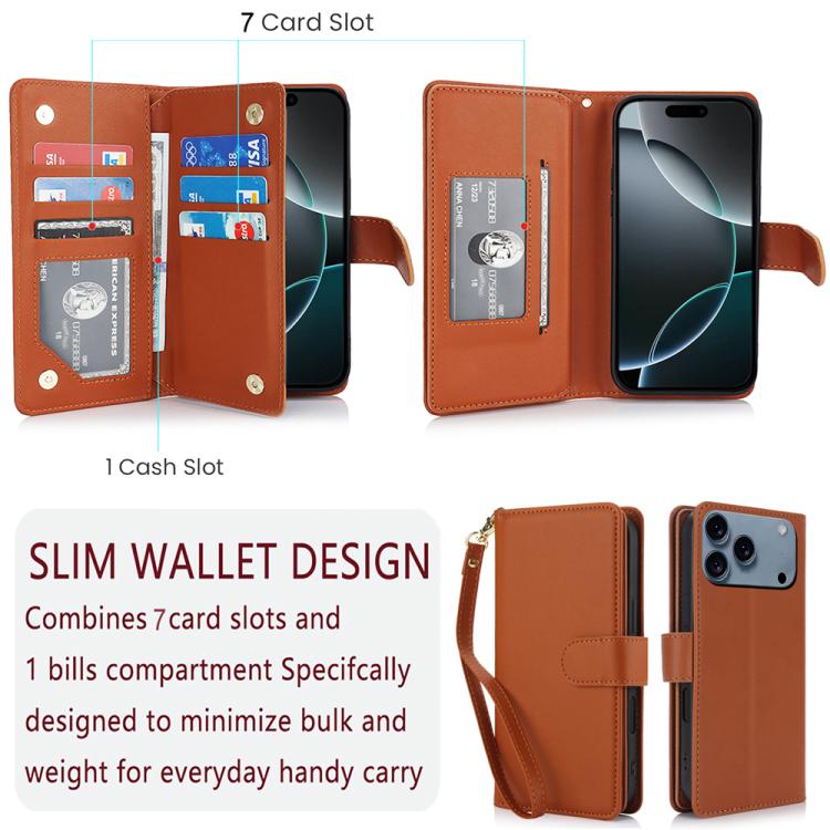 For iPhone 17 Pro Multi-Card Wallet RFID Leather Phone Case