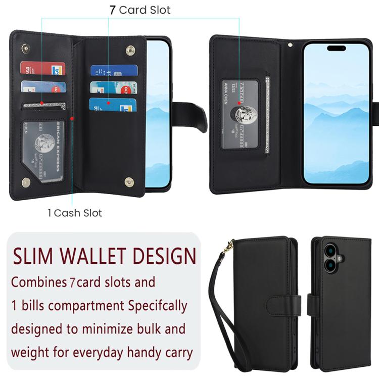 For iPhone 17 Multi-Card Wallet RFID Leather Phone Case