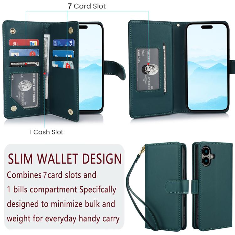 For iPhone 17 Multi-Card Wallet RFID Leather Phone Case