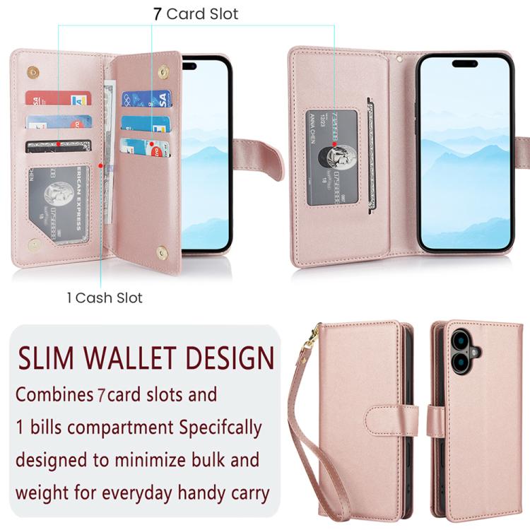 For iPhone 17 Multi-Card Wallet RFID Leather Phone Case