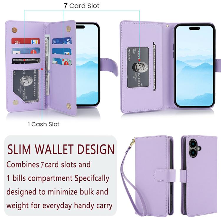 For iPhone 17 Multi-Card Wallet RFID Leather Phone Case
