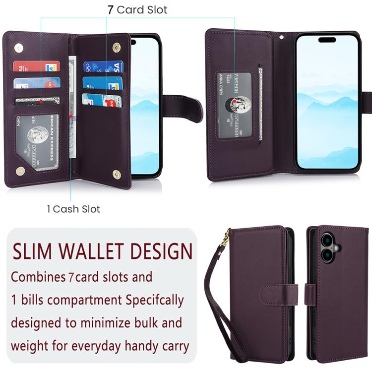 For iPhone 17 Multi-Card Wallet RFID Leather Phone Case