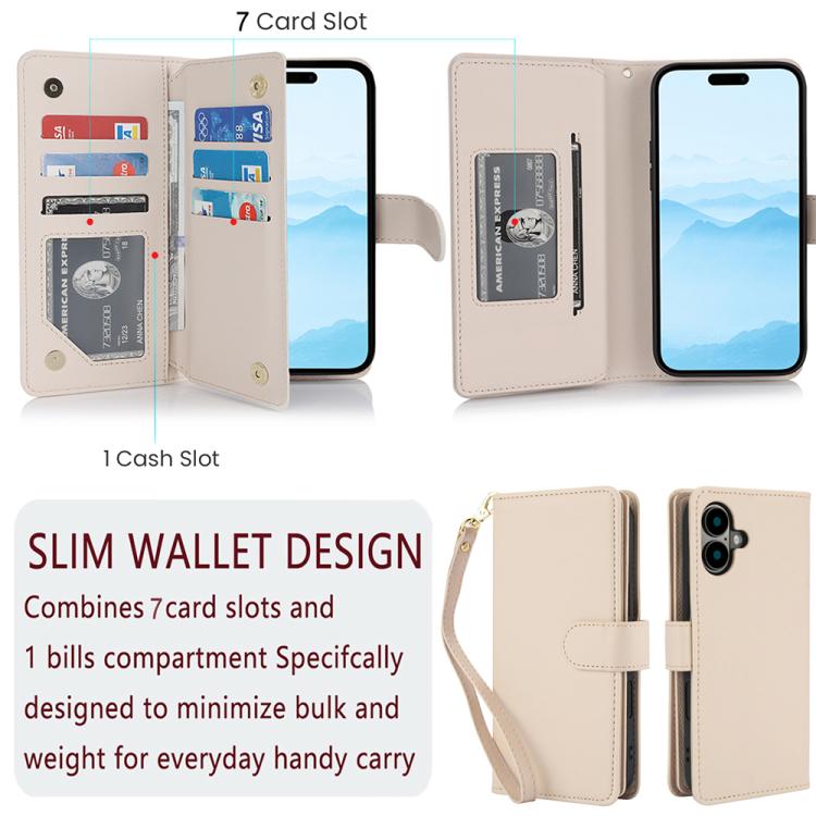 For iPhone 17 Multi-Card Wallet RFID Leather Phone Case