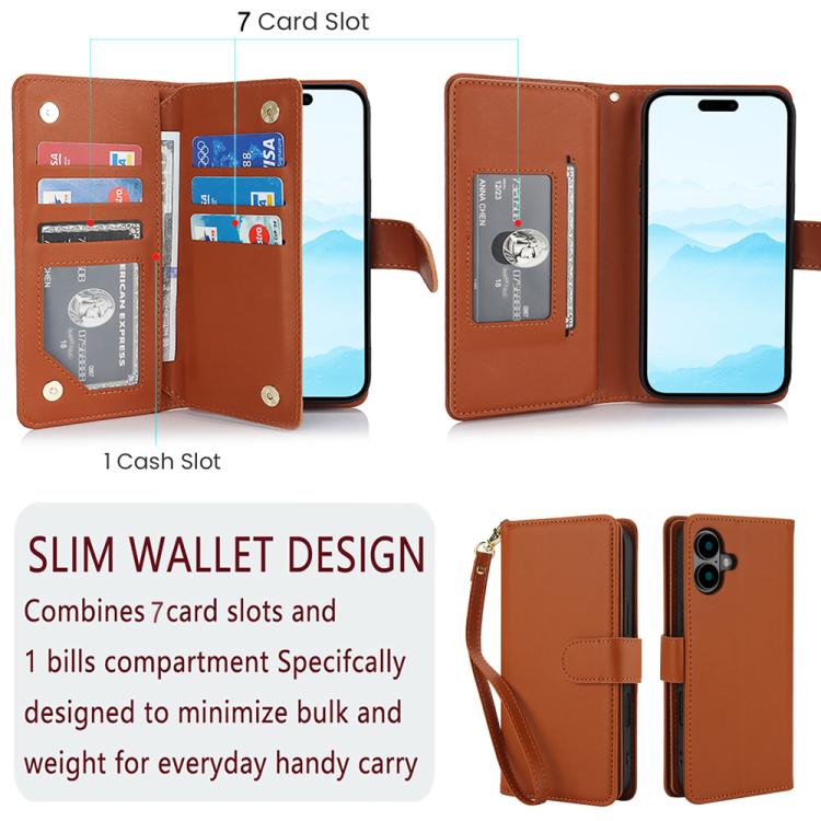 For iPhone 17 Multi-Card Wallet RFID Leather Phone Case