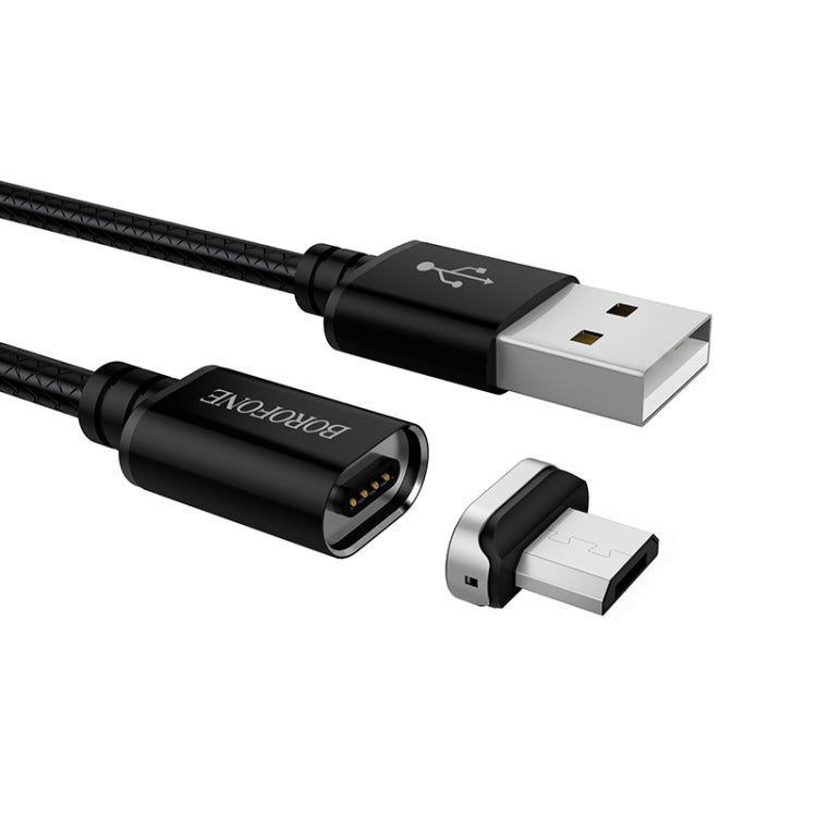 Borofone BU1 1.2m 3A Max Output USB to Micro USB Magnetic Data Sync Charging Cable(Black)