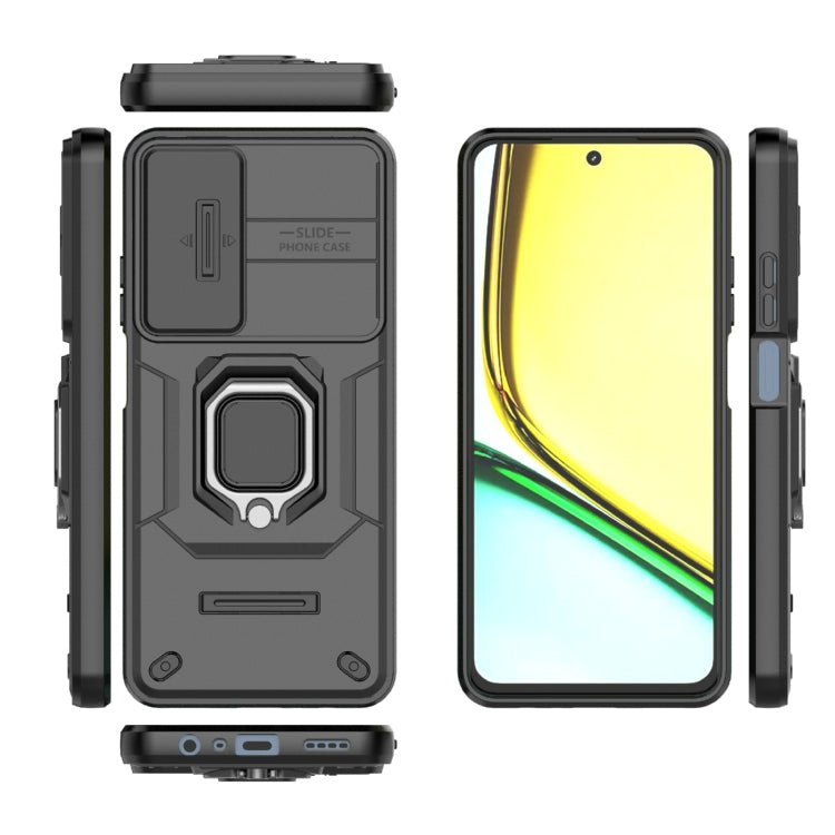 For Realme C65 4G Global Sliding Camshield TPU + PC Shockproof Phone Case with Holder
