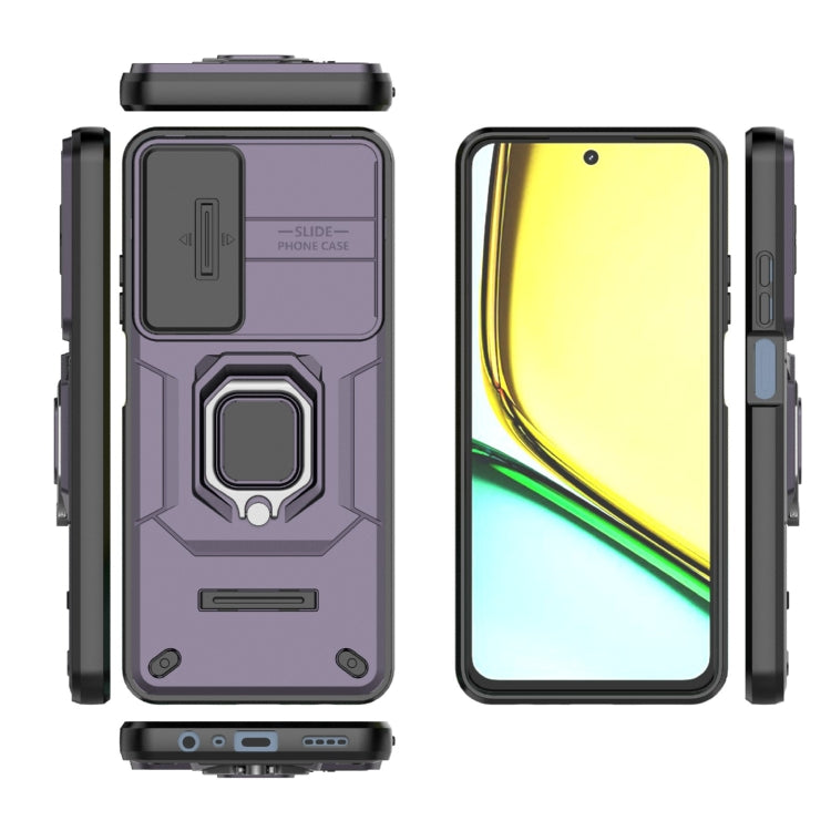 For Realme C65 4G Global Sliding Camshield TPU + PC Shockproof Phone Case with Holder