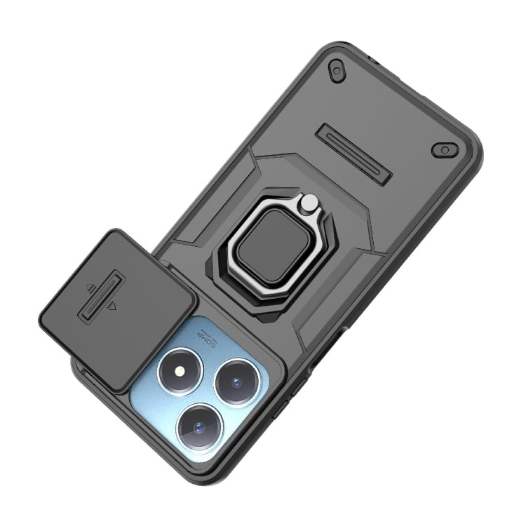For Realme C63 4G Global Sliding Camshield TPU + PC Shockproof Phone Case with Holder