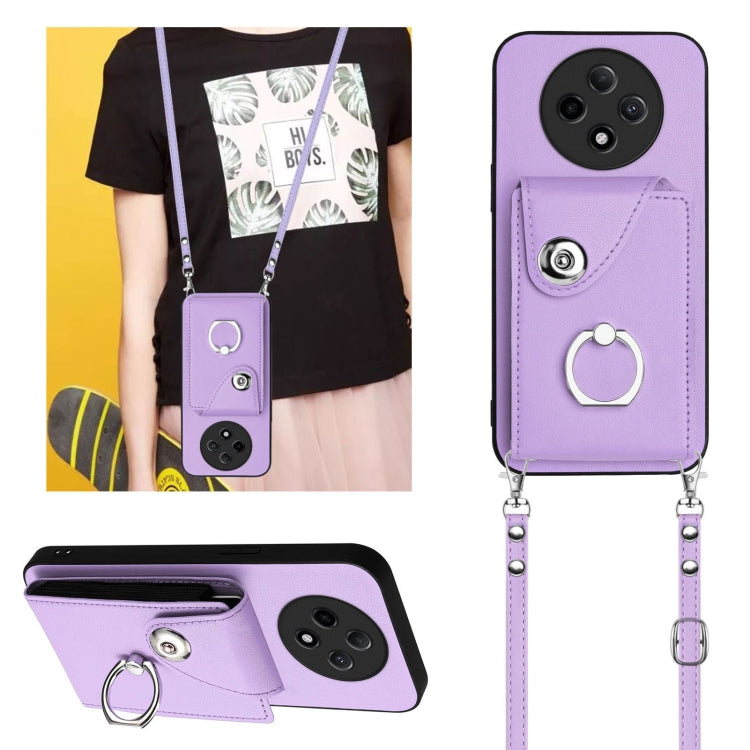 For OPPO A3 Pro 5G Organ Card Bag Ring Holder Phone Case with Long Lanyard