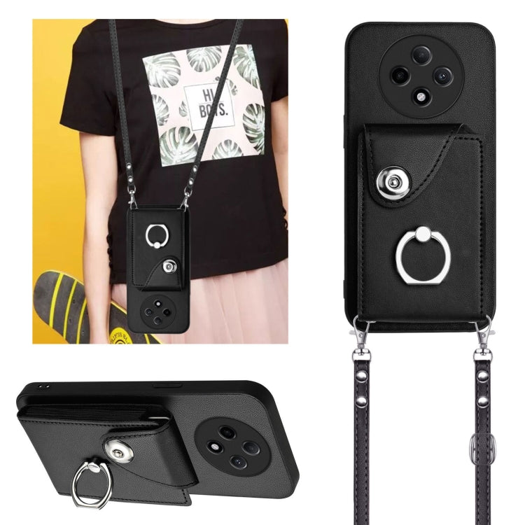 For OPPO A3 Pro 5G Organ Card Bag Ring Holder Phone Case with Long Lanyard
