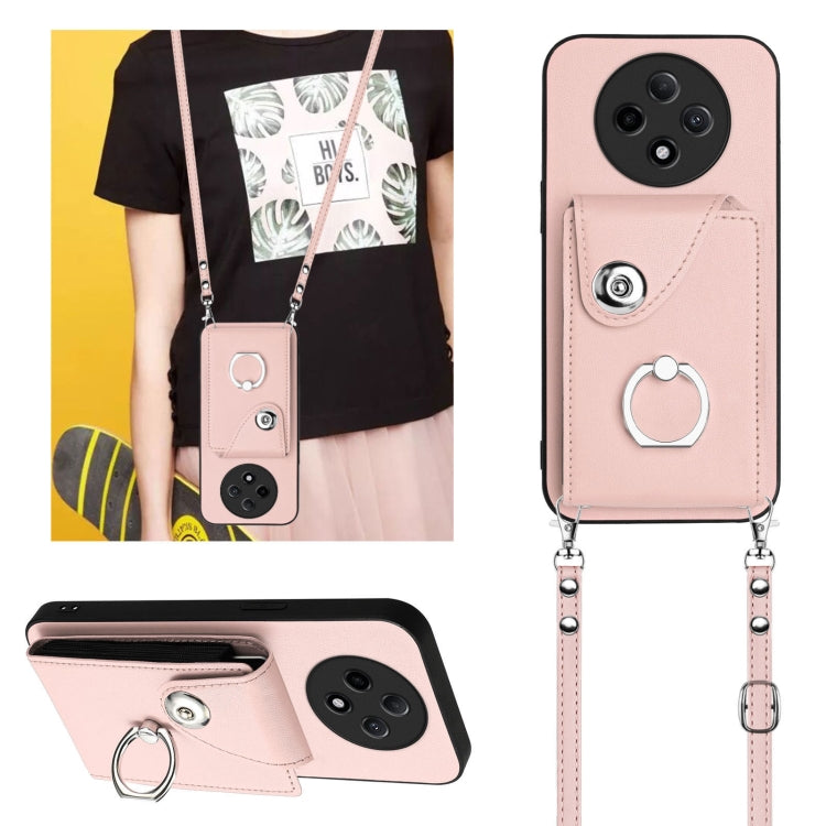 For OPPO A3 Pro 5G Organ Card Bag Ring Holder Phone Case with Long Lanyard