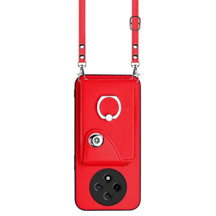 For OPPO A3 Pro 5G Organ Card Bag Ring Holder Phone Case with Long Lanyard