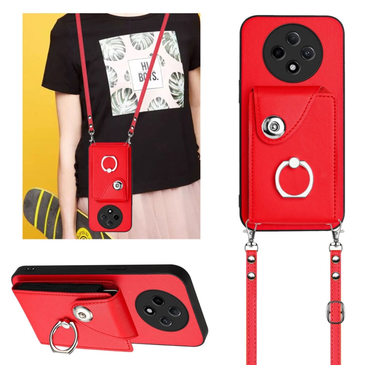 For OPPO A3 Pro 5G Organ Card Bag Ring Holder Phone Case with Long Lanyard