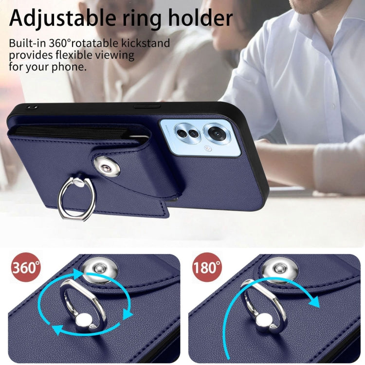 For OPPO Reno11 F Thai Version Organ Card Bag Ring Holder Phone Case with Long Lanyard