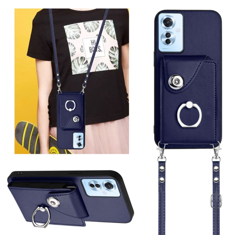 For OPPO Reno11 F Thai Version Organ Card Bag Ring Holder Phone Case with Long Lanyard