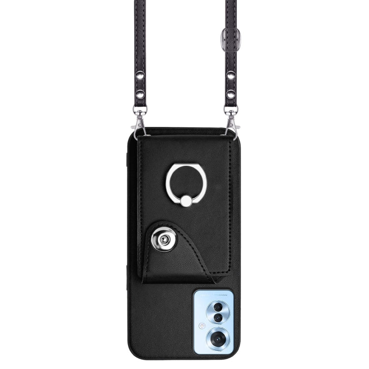 For OPPO Reno11 F Thai Version Organ Card Bag Ring Holder Phone Case with Long Lanyard