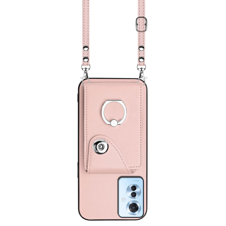For OPPO Reno11 F Thai Version Organ Card Bag Ring Holder Phone Case with Long Lanyard