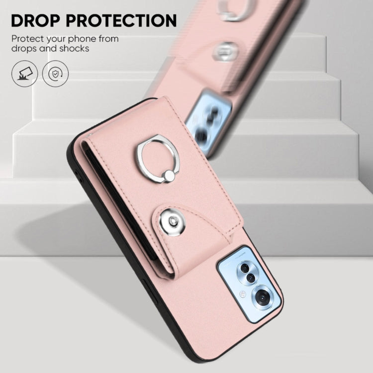 For OPPO Reno11 F Thai Version Organ Card Bag Ring Holder Phone Case with Long Lanyard