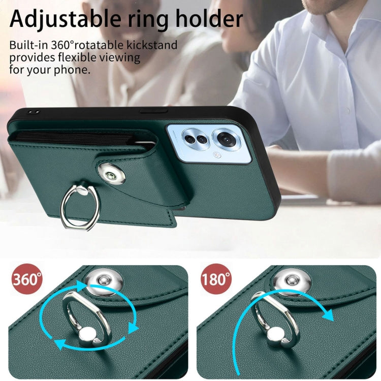 For OPPO Reno11 F Thai Version Organ Card Bag Ring Holder Phone Case with Long Lanyard
