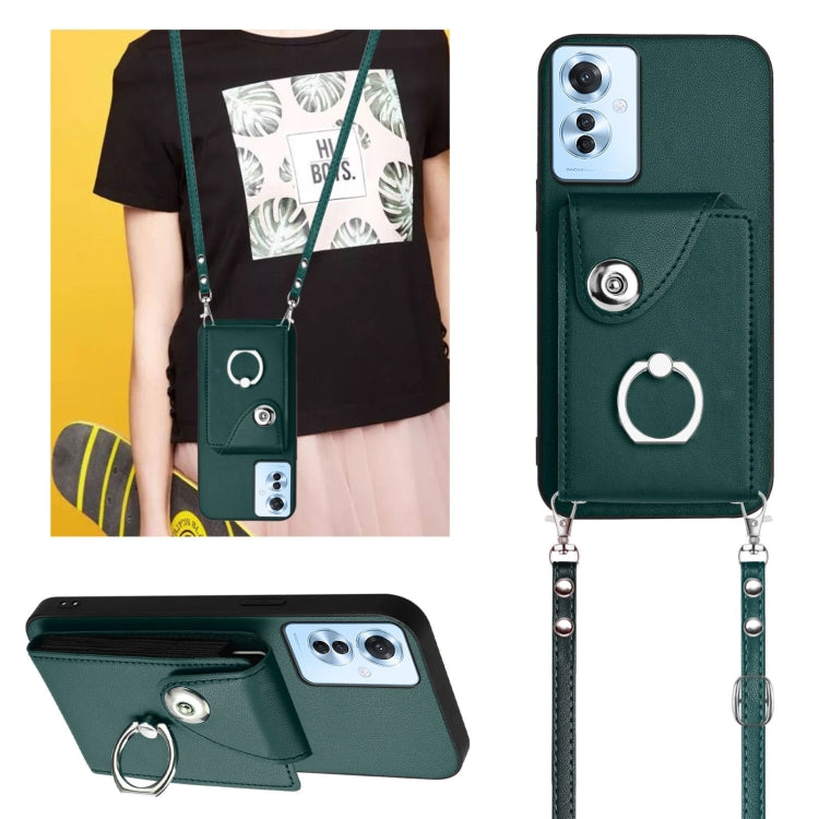 For OPPO Reno11 F Thai Version Organ Card Bag Ring Holder Phone Case with Long Lanyard