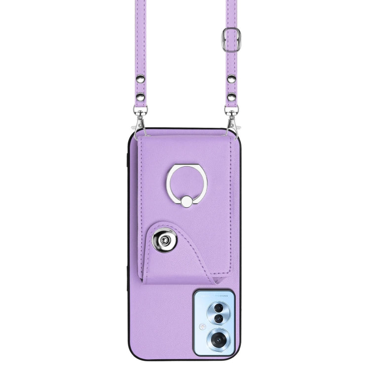 For OPPO F25 Pro 5G India Organ Card Bag Ring Holder Phone Case with Long Lanyard
