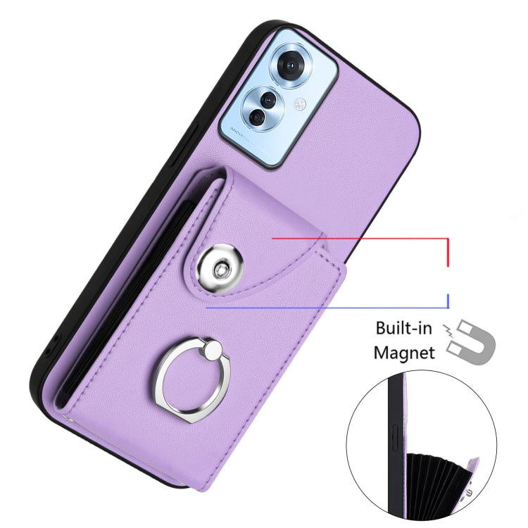 For OPPO F25 Pro 5G India Organ Card Bag Ring Holder Phone Case with Long Lanyard