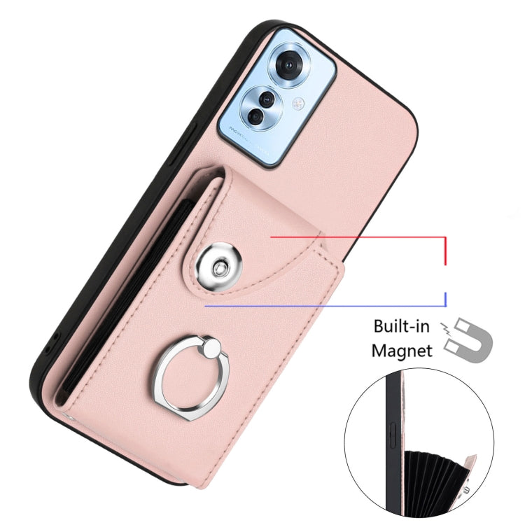 For OPPO F25 Pro 5G India Organ Card Bag Ring Holder Phone Case with Long Lanyard