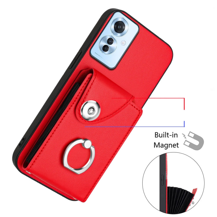 For OPPO F25 Pro 5G India Organ Card Bag Ring Holder Phone Case with Long Lanyard