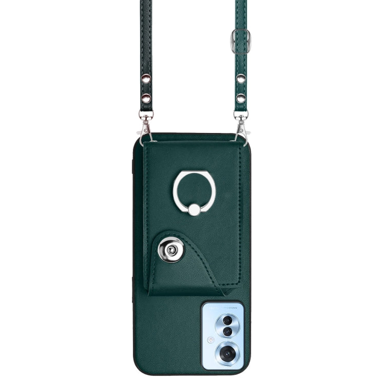 For OPPO F25 Pro 5G India Organ Card Bag Ring Holder Phone Case with Long Lanyard