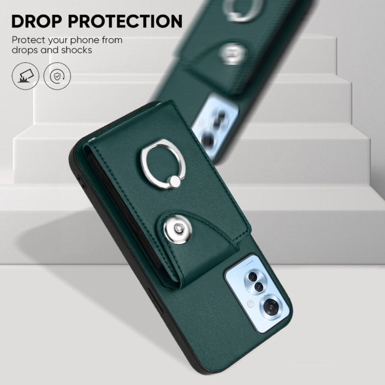 For OPPO F25 Pro 5G India Organ Card Bag Ring Holder Phone Case with Long Lanyard