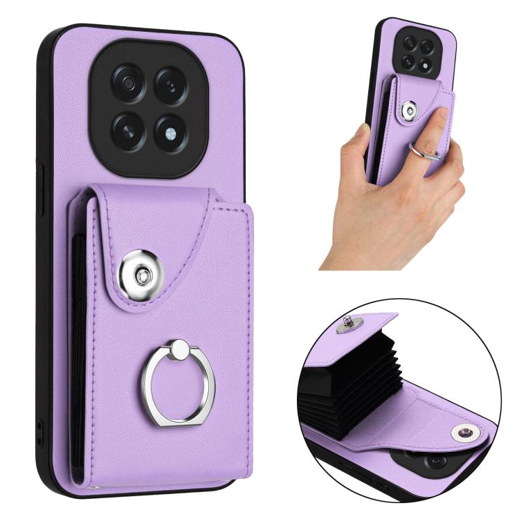 For OPPO A5 4G / F29 5G Organ Card Bag Ring Holder Phone Case with Long Lanyard