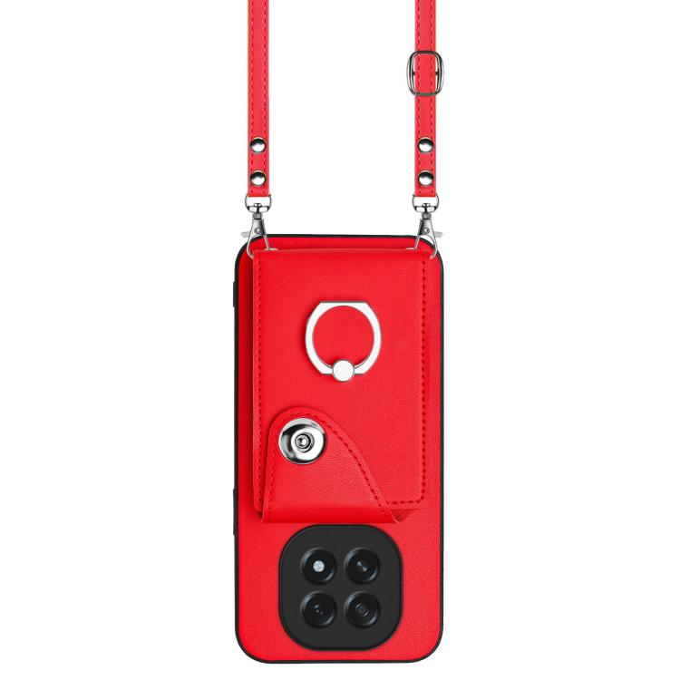 For OPPO A5 4G / F29 5G Organ Card Bag Ring Holder Phone Case with Long Lanyard