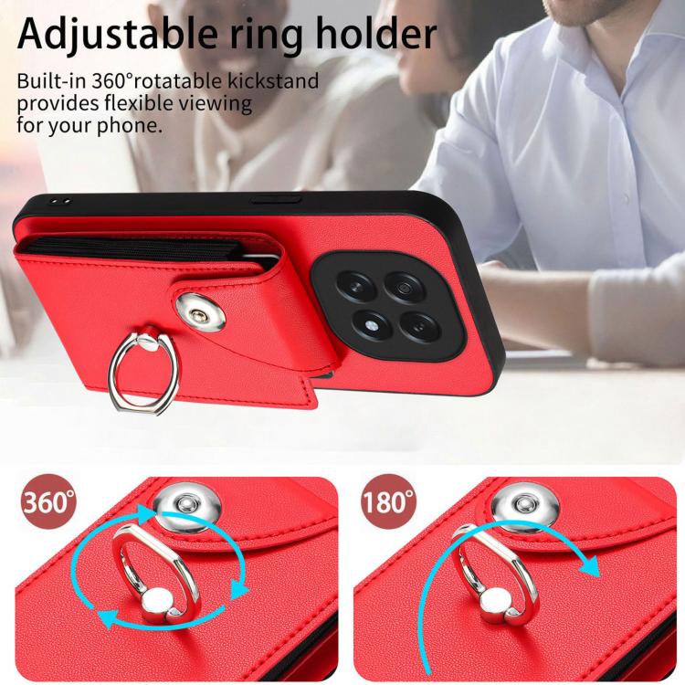 For OPPO A5 4G / F29 5G Organ Card Bag Ring Holder Phone Case with Long Lanyard