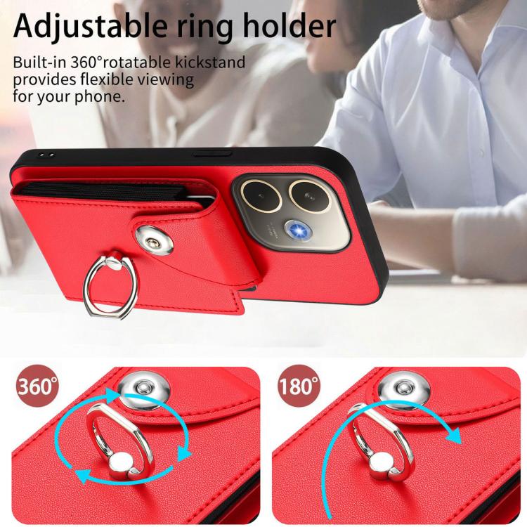 For OPPO A5 Energy / A5 Pro Global Organ Card Bag Ring Holder Phone Case with Long Lanyard