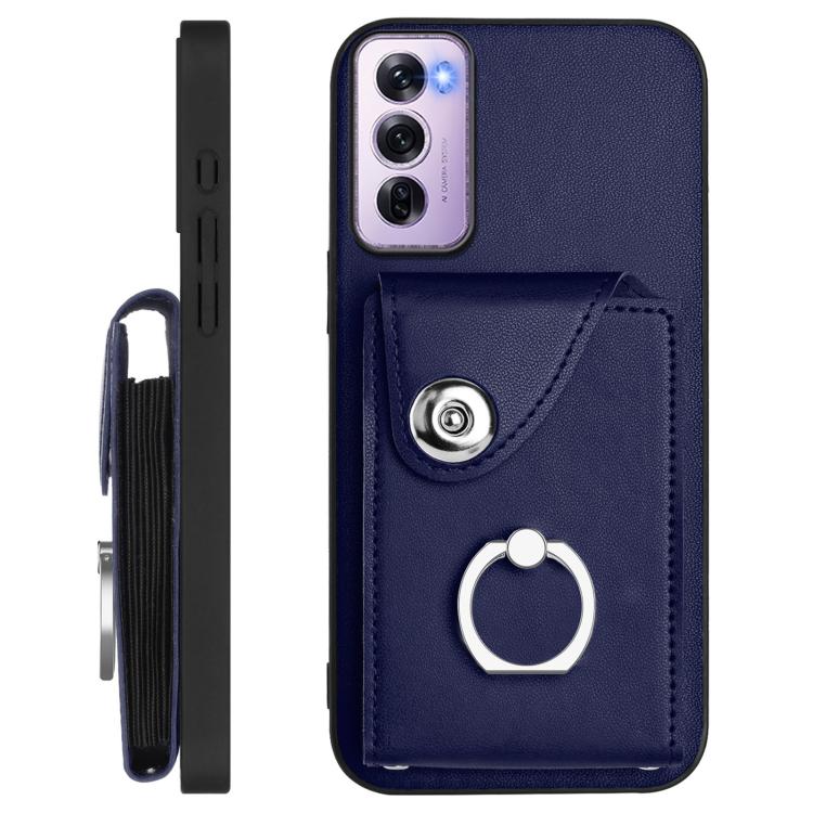 For OPPO Reno12 Pro Global Organ Card Bag Ring Holder Phone Case with Long Lanyard