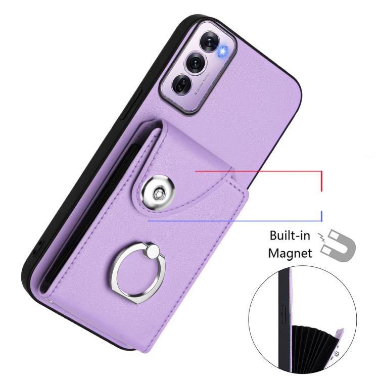 For OPPO Reno12 Pro Global Organ Card Bag Ring Holder Phone Case with Long Lanyard