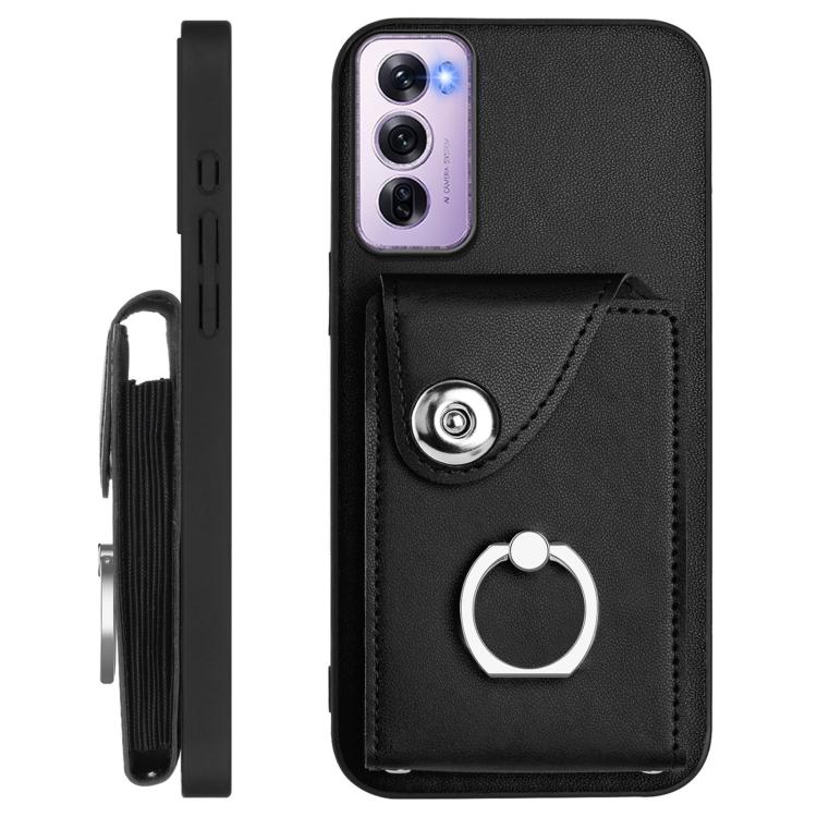 For OPPO Reno12 Pro Global Organ Card Bag Ring Holder Phone Case with Long Lanyard