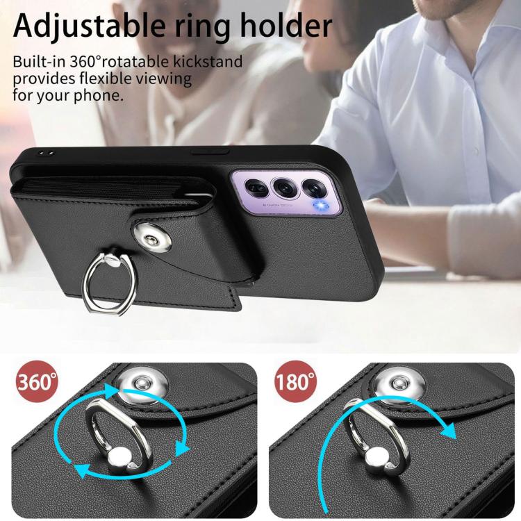 For OPPO Reno12 Pro Global Organ Card Bag Ring Holder Phone Case with Long Lanyard