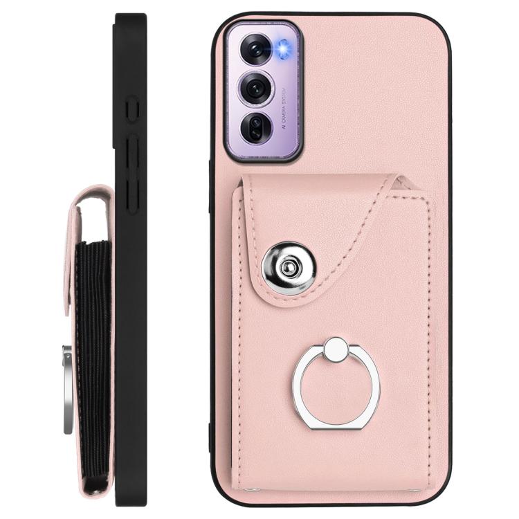 For OPPO Reno12 Pro Global Organ Card Bag Ring Holder Phone Case with Long Lanyard
