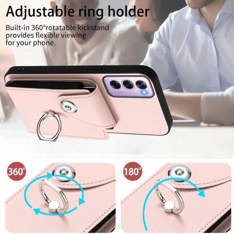 For OPPO Reno12 Pro Global Organ Card Bag Ring Holder Phone Case with Long Lanyard